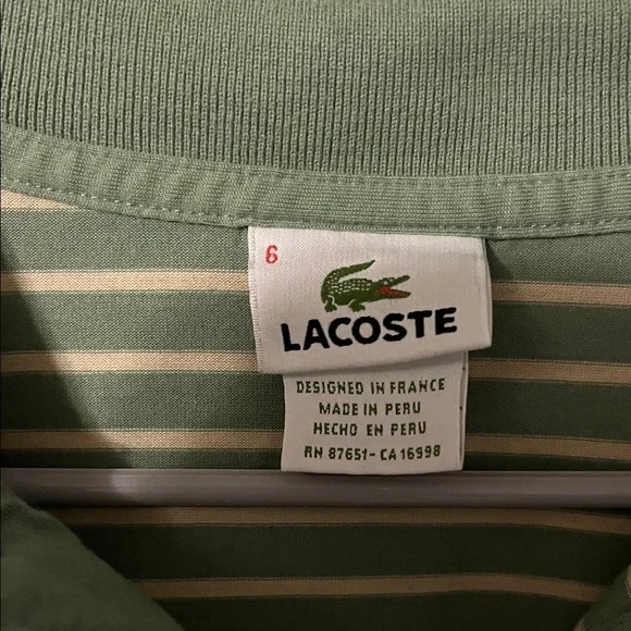 Lacoste Men's Polo with Green and White Stripes - Picture 2 of 2